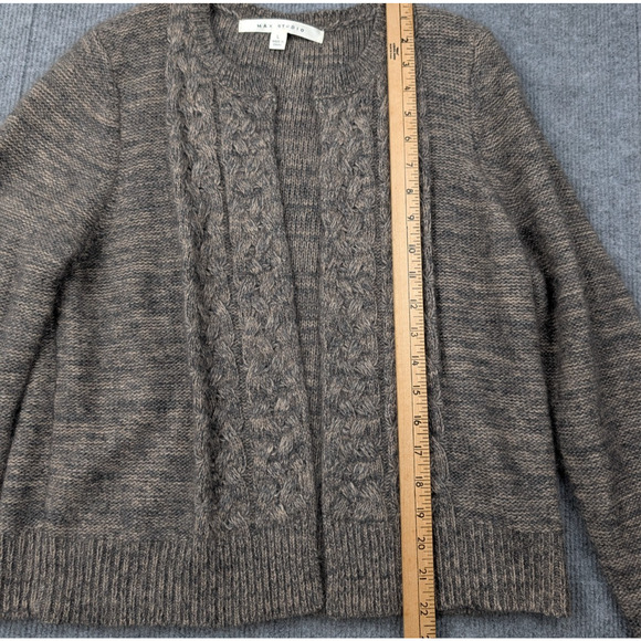 Vintage Max Studio Cable Knit Cardigan Womens Large Angora Cottage Classic 90s - Picture 4 of 6
